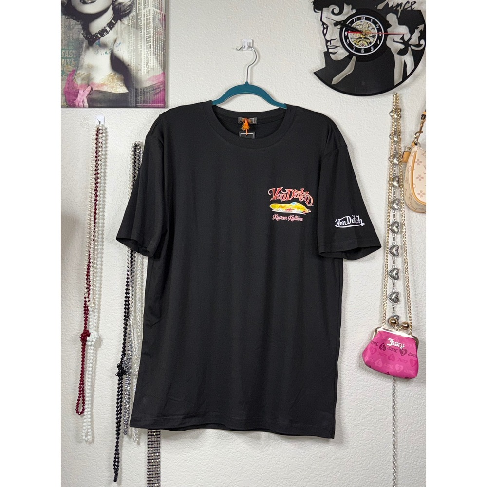 Von Dutch Kustom Kulture Black Graphic T-Shirt Mens Large NWT Hot Rod Tee
